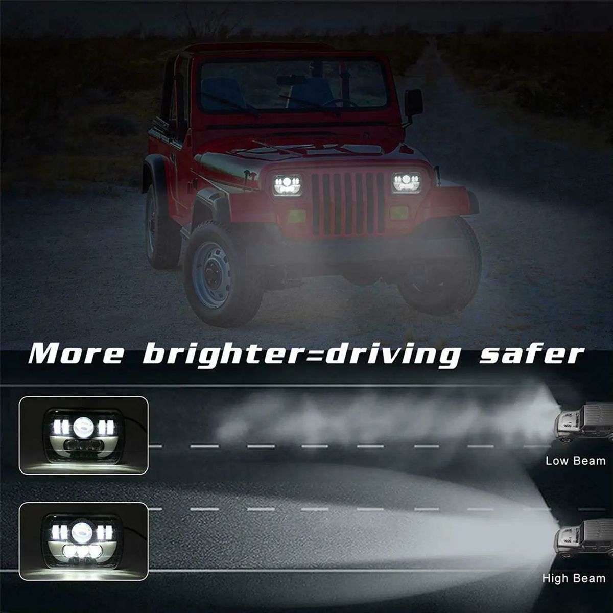Rectangle LED Headlight Drl, 300W, 5x7", 7x6", Headlights