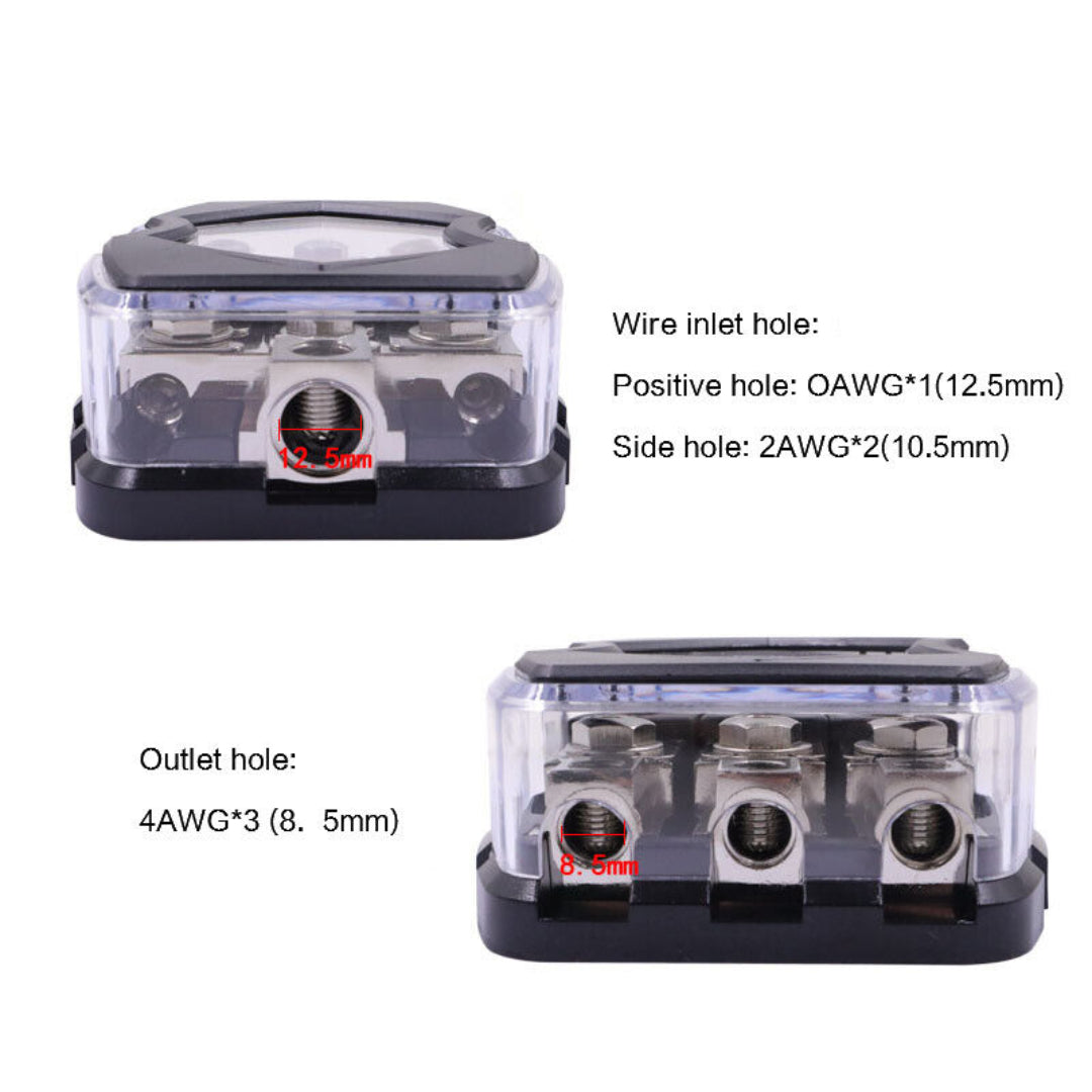 3-Way Auto Audio Power Ground Distribution Block ANL Fuse Holder (150A)