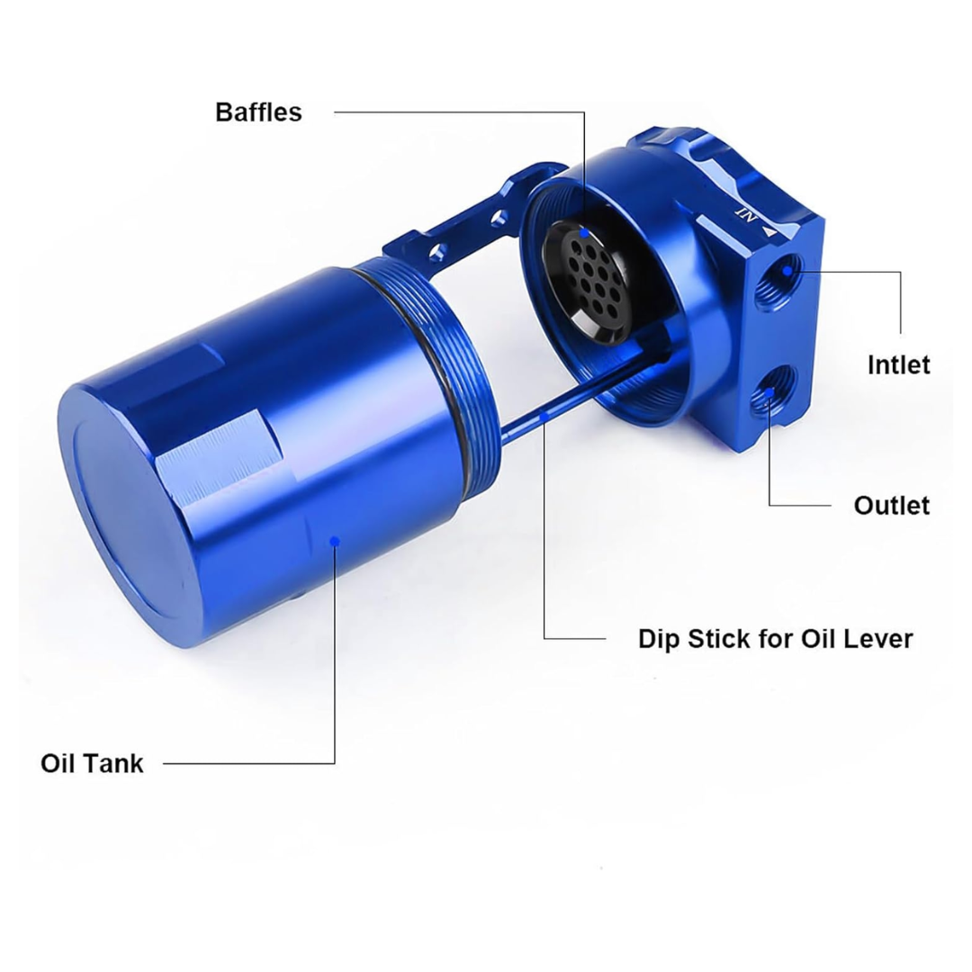 Automotive Oil Catch Can & Filter: Blue (300ml)