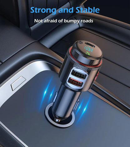 Car Bluetooth Adapter Wireless FM Transmitter USB C&QC3.0 Dual Fast Charger