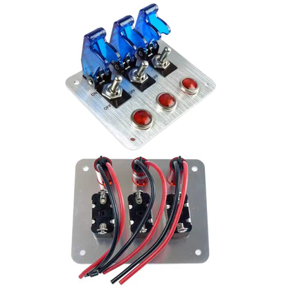 Auto 3 Toggle Switch Panel with Red Indicator Lights + Relay