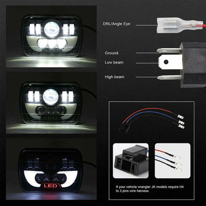 Rectangle LED Headlight Drl, 300W, 5x7", 7x6", Headlights
