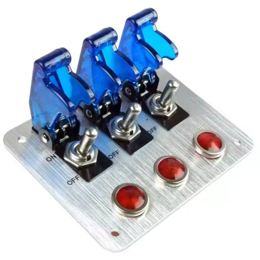 Auto 3 Toggle Switch Panel with Red Indicator Lights + Relay