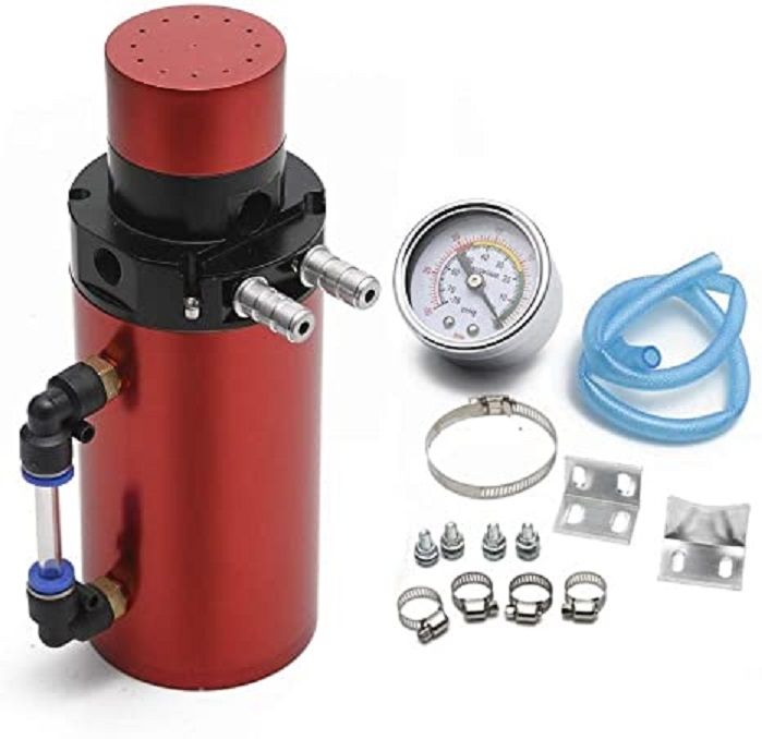 Oil catch can, red tank with gauge