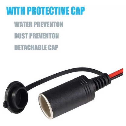 Automotive Battery Clamps to Female Cigarette Plug with Inline Fuse
