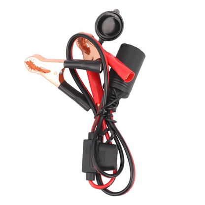 Automotive Battery Clamps to Female Cigarette Plug with Inline Fuse