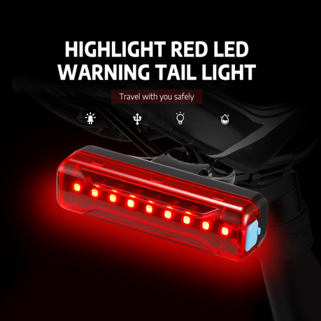 Rechargeable Waterproof Safety Warning Bicycle Light