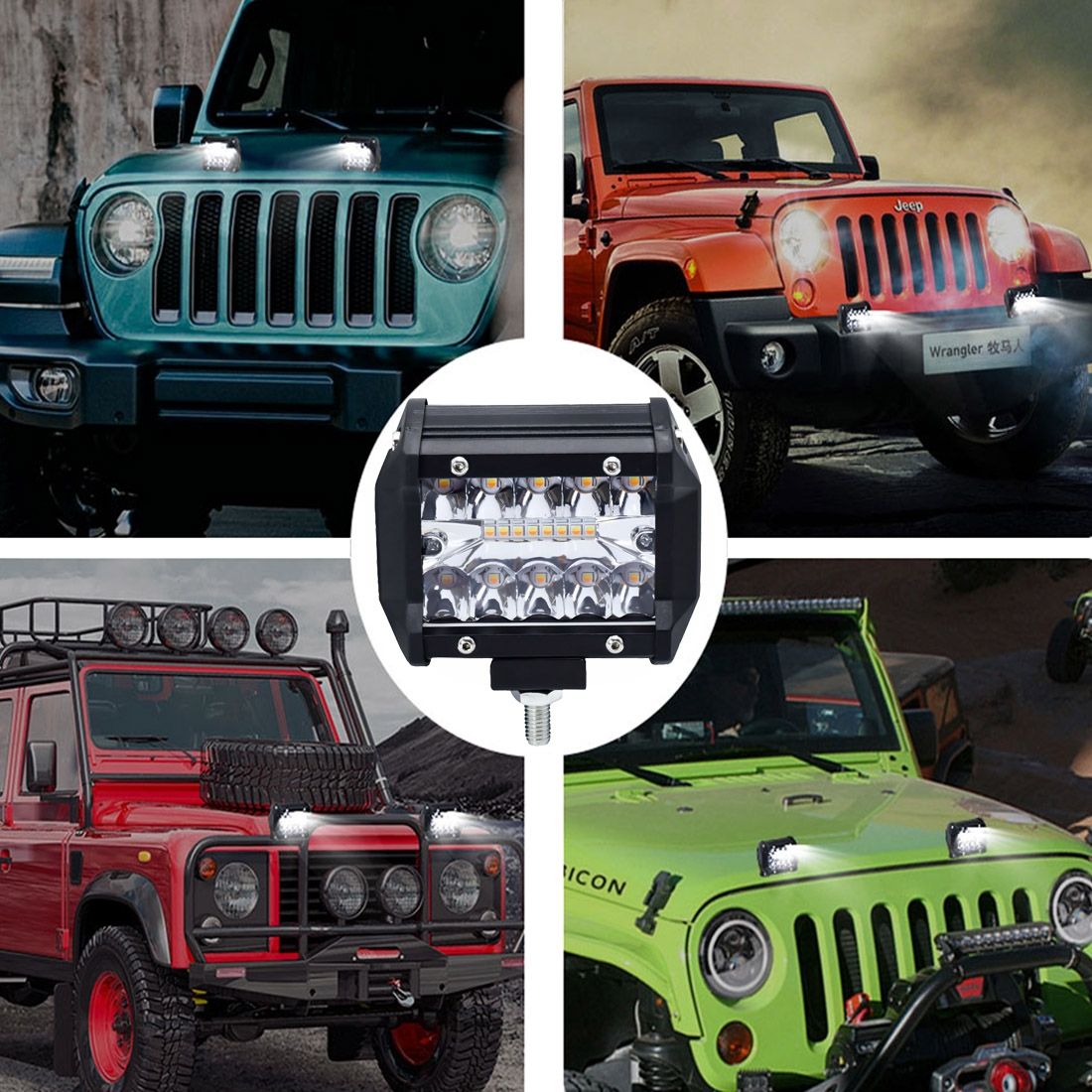 4-inch 13W 3 Row LED Off-road Vehicle Light - Yellow & White Light