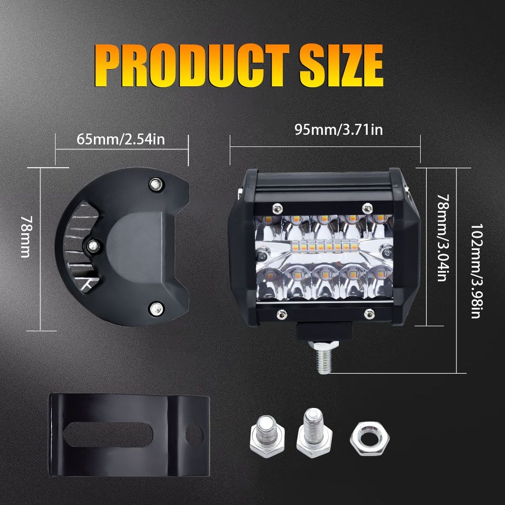 4-inch 13W 3 Row LED Off-road Vehicle Light - Yellow & White Light