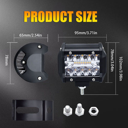 4-inch 13W 3 Row LED Off-road Vehicle Light - Yellow & White Light