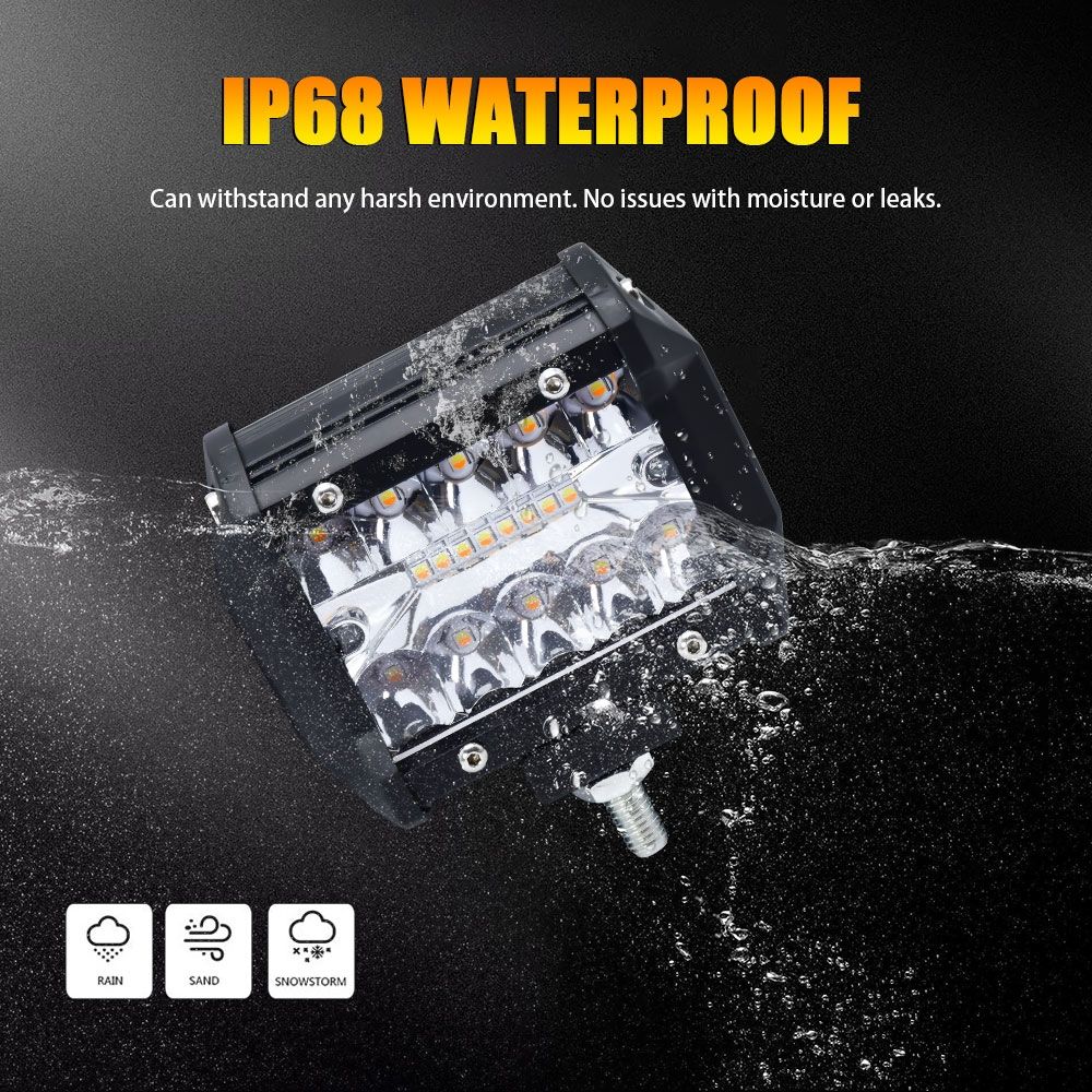 4-inch 13W 3 Row LED Off-road Vehicle Light - Yellow & White Light