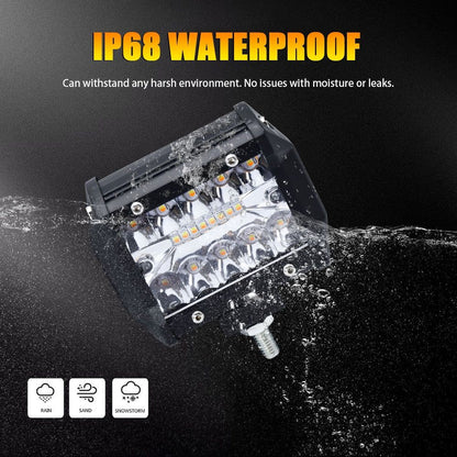 4-inch 13W 3 Row LED Off-road Vehicle Light - Yellow & White Light