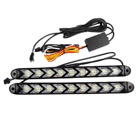 Universal DRL Car LED Daytime Running White Light & Yellow Flow Indicator