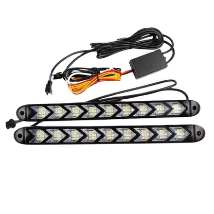 Universal DRL Car LED Daytime Running White Light & Yellow Flow Indicator