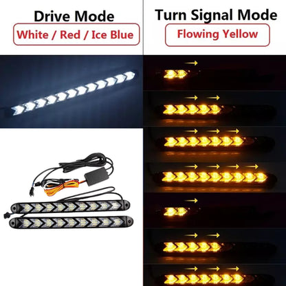 Universal DRL Car LED Daytime Running White Light & Yellow Flow Indicator