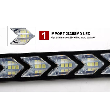 Universal DRL Car LED Daytime Running White Light & Yellow Flow Indicator