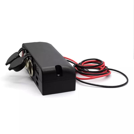 Dual USB Socket/ Dual Cigarette Adapter with Voltmeter & On/Off Switch