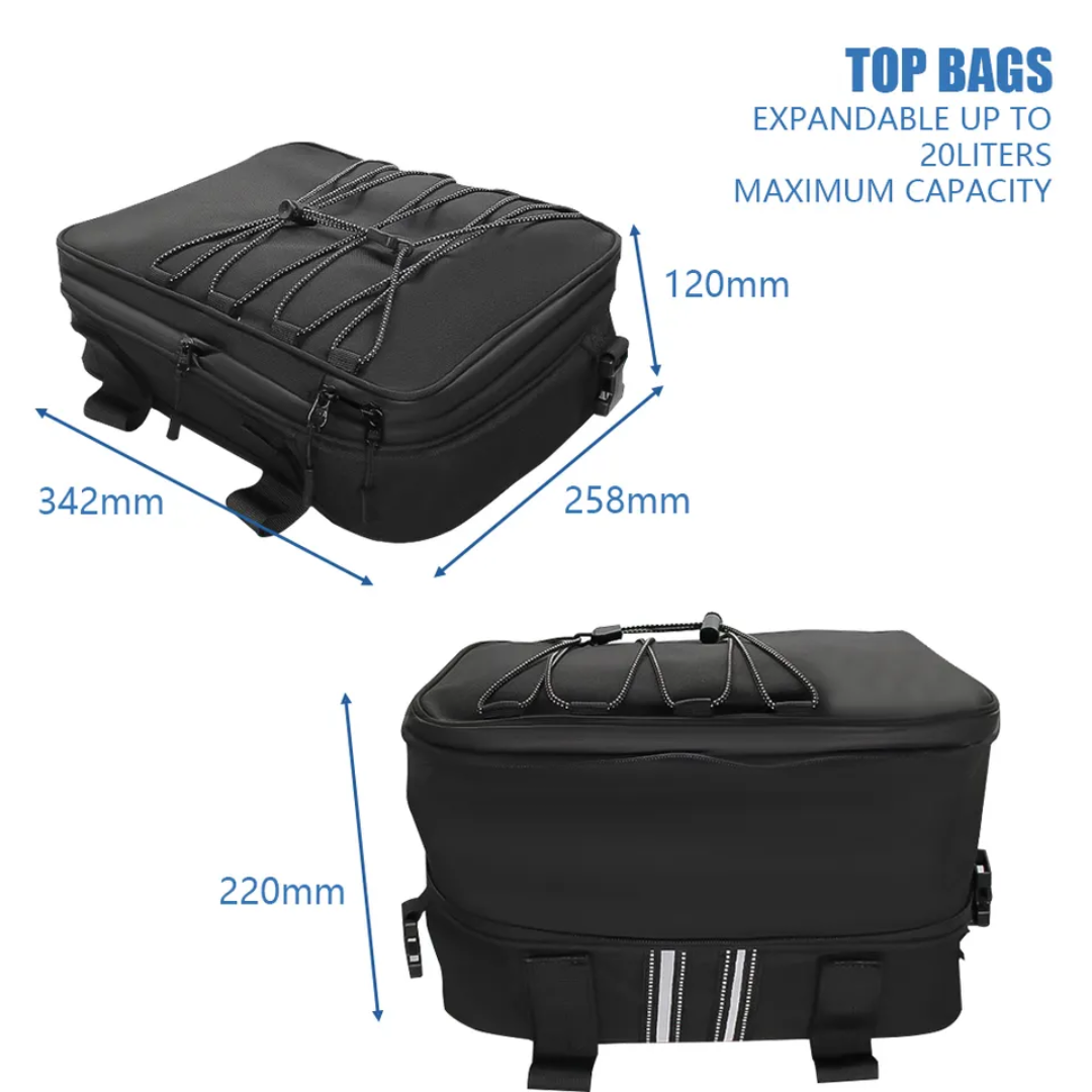 Aluminum Top Box and Pannier Box Top Bag or Tail Bag Set (2x20L)