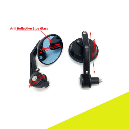 Black Universal Round Bar End Mirror (22MM)