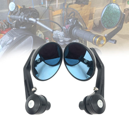 Black Universal Round Bar End Mirror (22MM)