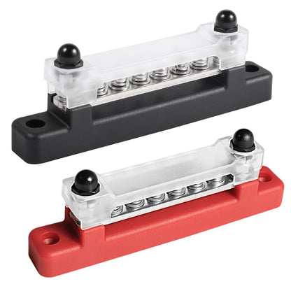 6 Terminal Bus Bar: Power Distribution Terminal Block (Black & Red)