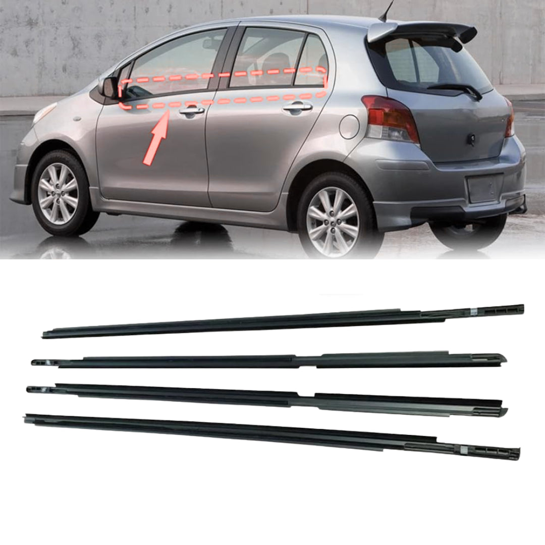 Window Weather Strip Set Compatible with Toyota Yaris 4-Door (2006-2013)