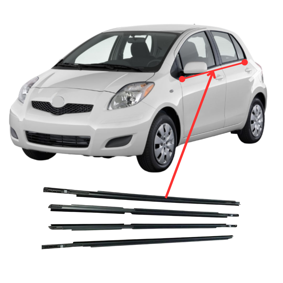 Window Weather Strip Set Compatible with Toyota Yaris 4-Door (2006-2013)