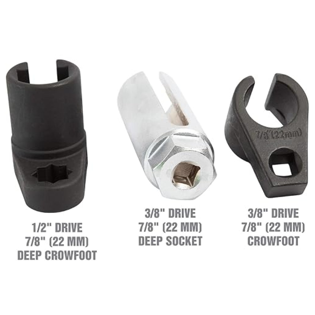 Auto Oxygen Sensor Socket Wrench Set: 22mm (3-Piece)