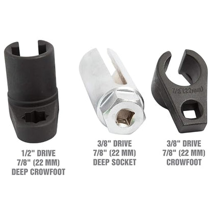 Auto Oxygen Sensor Socket Wrench Set: 22mm (3-Piece)