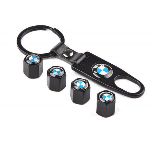 Tyre Valve Caps with Key Ring - BMW