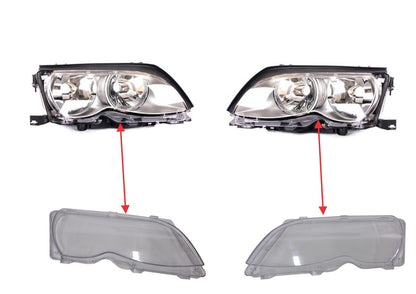 BMW E46 Facelift - Headlight Lens Cover - 2002-2005 - 2 Pieces - Compatible