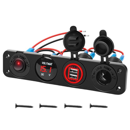Automotive 4-in-1 Switch/ Socket Panel: Switch, Volt, USB/ PD & Cig Port