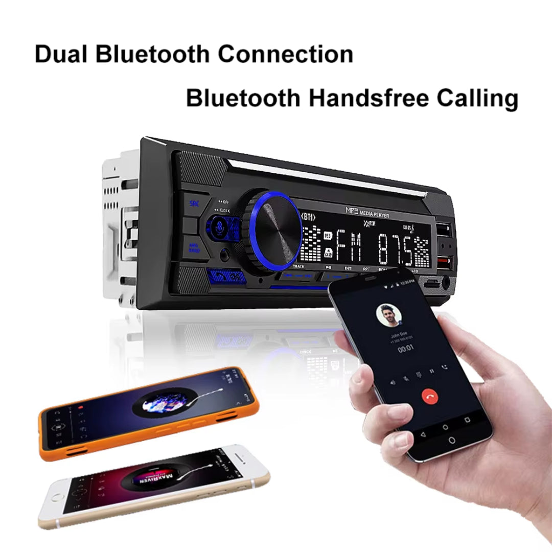 Auto Multicolour MP3 Player / Radio: Dual USB / AUX / SD / FM / BT