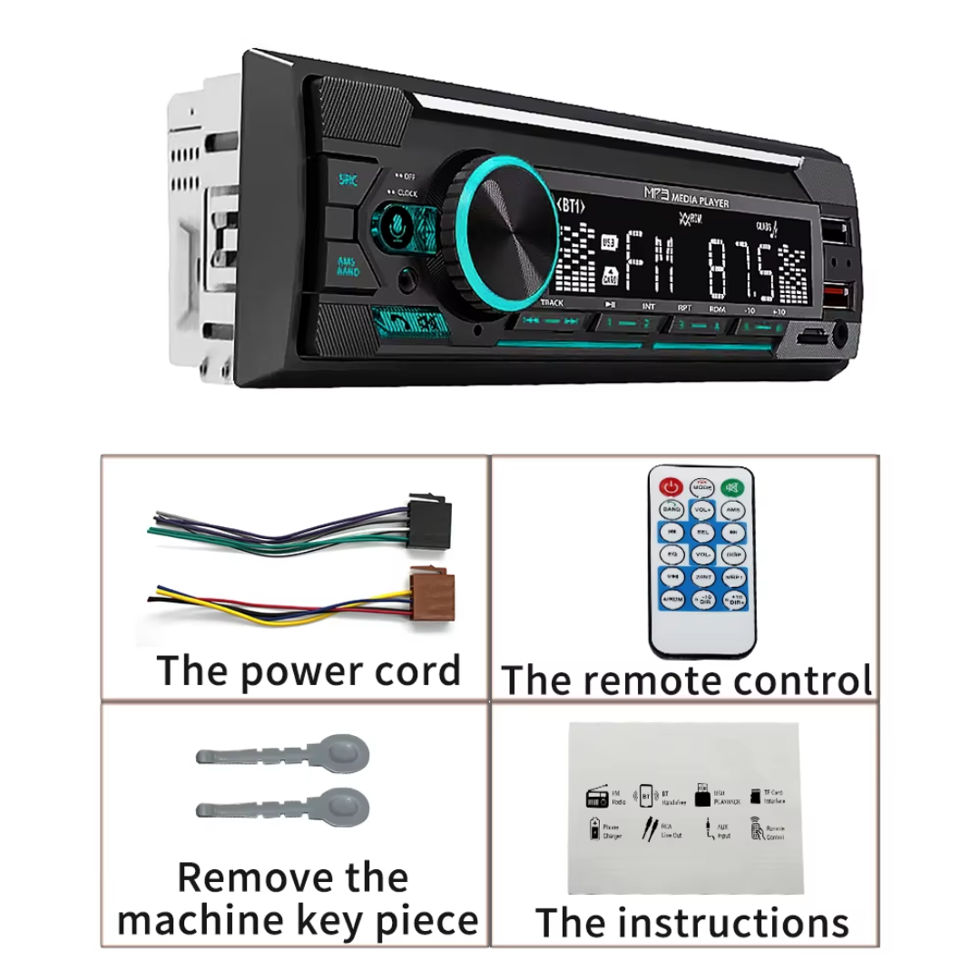 Auto Multicolour MP3 Player / Radio: Dual USB / AUX / SD / FM / BT