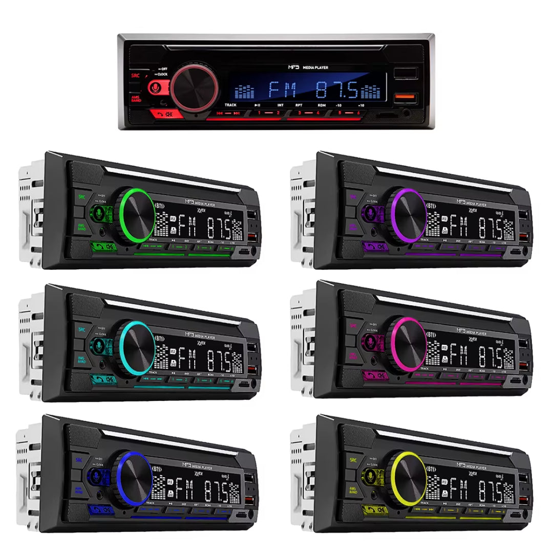 Auto Multicolour MP3 Player / Radio: Dual USB / AUX / SD / FM / BT