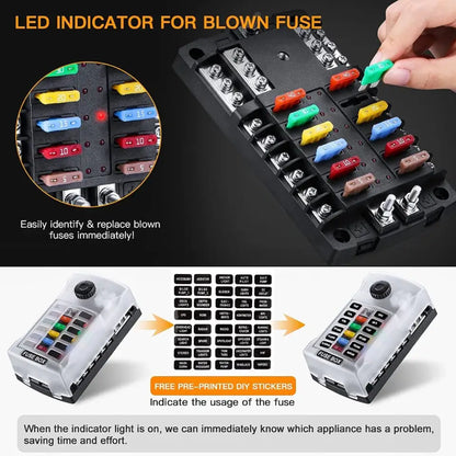 Automotive 12-Way Blade Fuse Block/ Circuits Panel #2