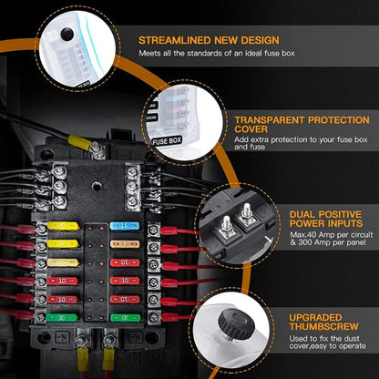 Automotive 12-Way Blade Fuse Block/ Circuits Panel #2