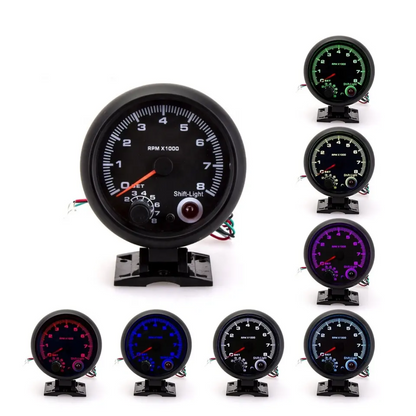 7 Colour Automotive RPM Tachometer Gauge (8000 RPM)