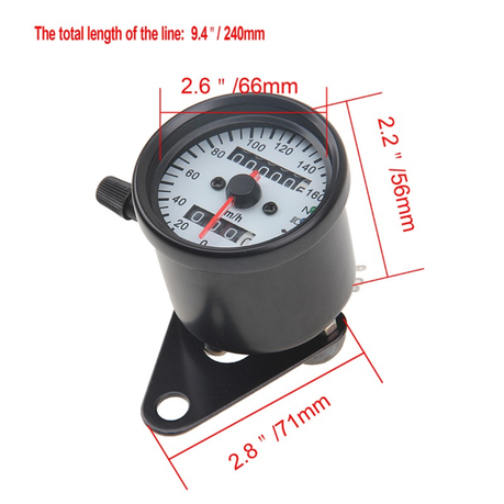 Round Motorcycle Speedometer (White)(Small)