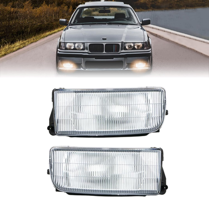 Aftermarket Fog Lights for M3 Style Front Bumper Compatible with BMW E36 - Transparent