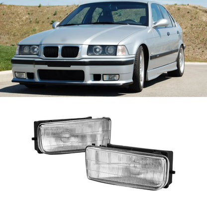 Aftermarket Fog Lights for M3 Style Front Bumper Compatible with BMW E36 - Transparent