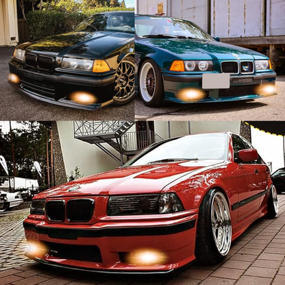 Aftermarket Fog Lights for M3 Style Front Bumper Compatible with BMW E36 - Transparent