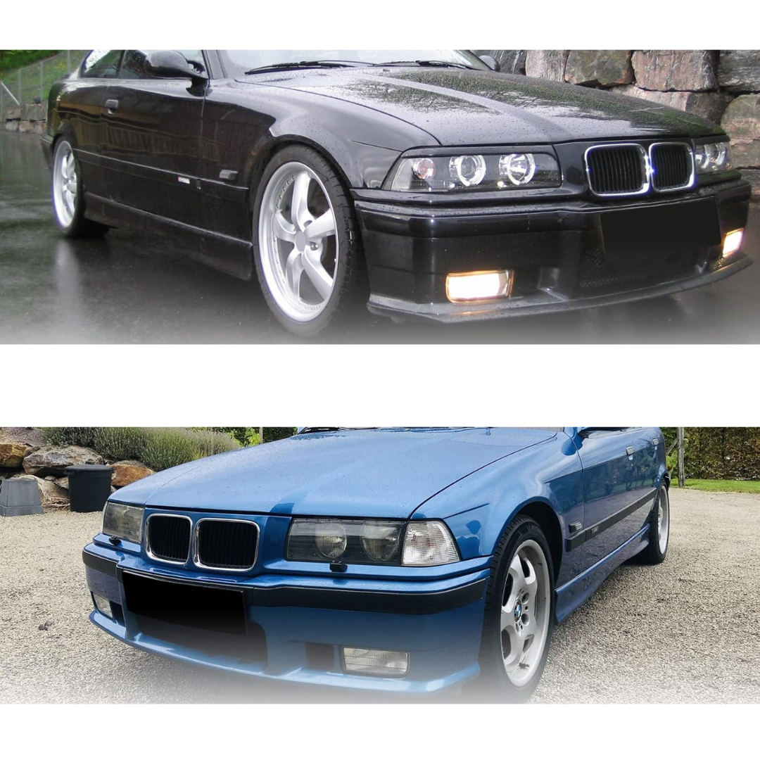 Aftermarket Fog Lights for M3 Style Front Bumper Compatible with BMW E36 - Transparent