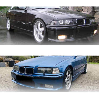 Aftermarket Fog Lights for M3 Style Front Bumper Compatible with BMW E36 - Transparent