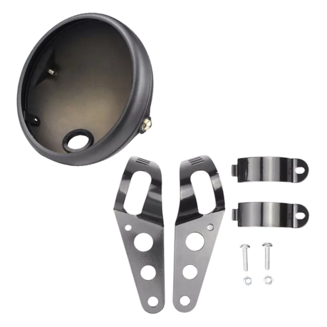 Motorcycle Round Headlight Holder & Brackets (7")