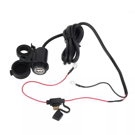 Motorcycle Dual USB Socket with Wiring & Inline Fuse (12V)