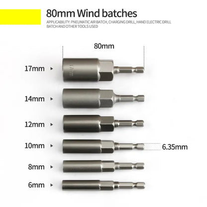1/4'' Hex Drive Socket Set For Electric Impact Drill 6-17mm (6-Piece)