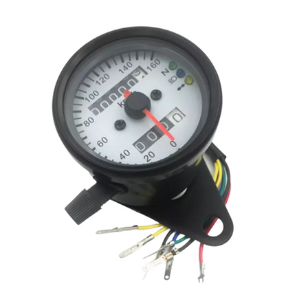 Round Motorcycle Speedometer (White)(Small)