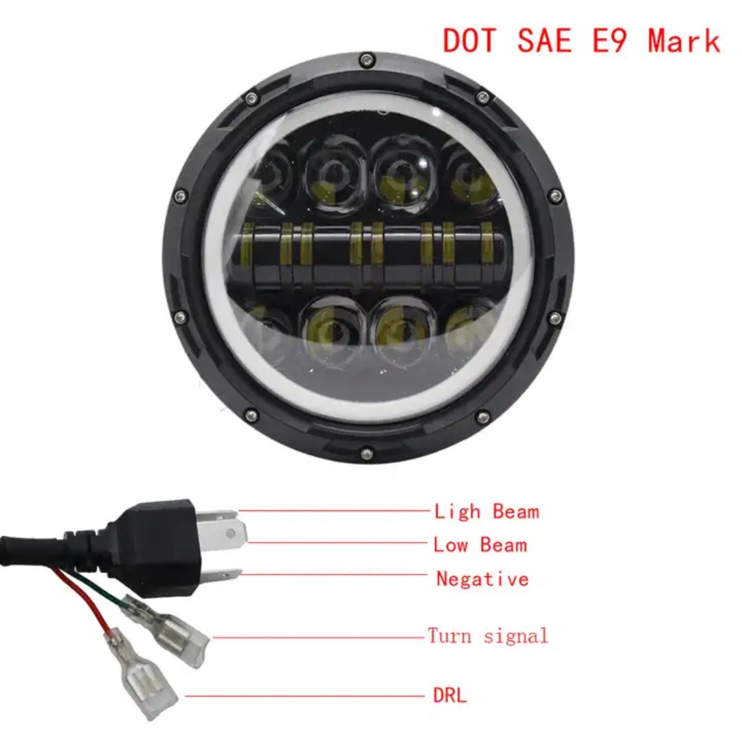Auto 7-inch LED/ DRL Headlight with Indicator Set (80W)
