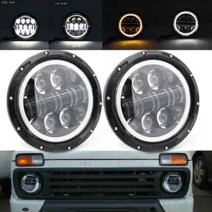 Auto 7-inch LED/ DRL Headlight with Indicator Set (80W)